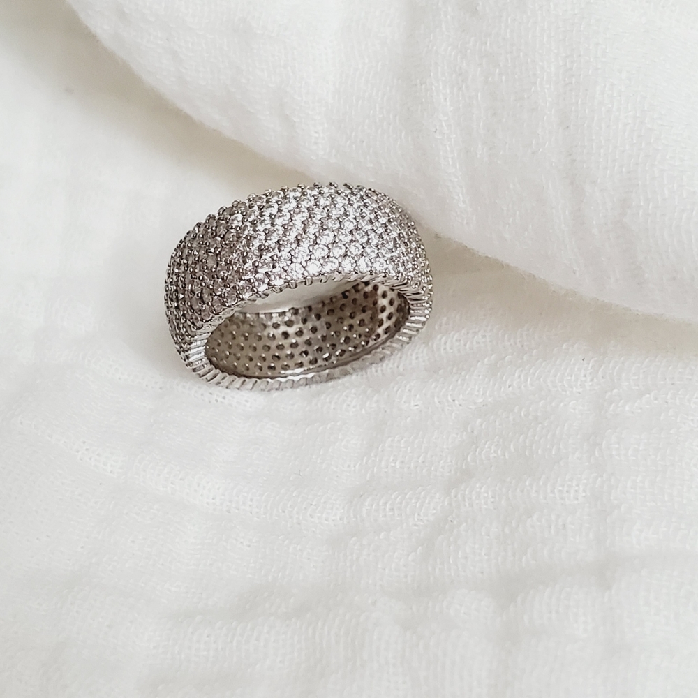925 Sterling Silver Diamond  Eternity Ring - Picture 14 of 16